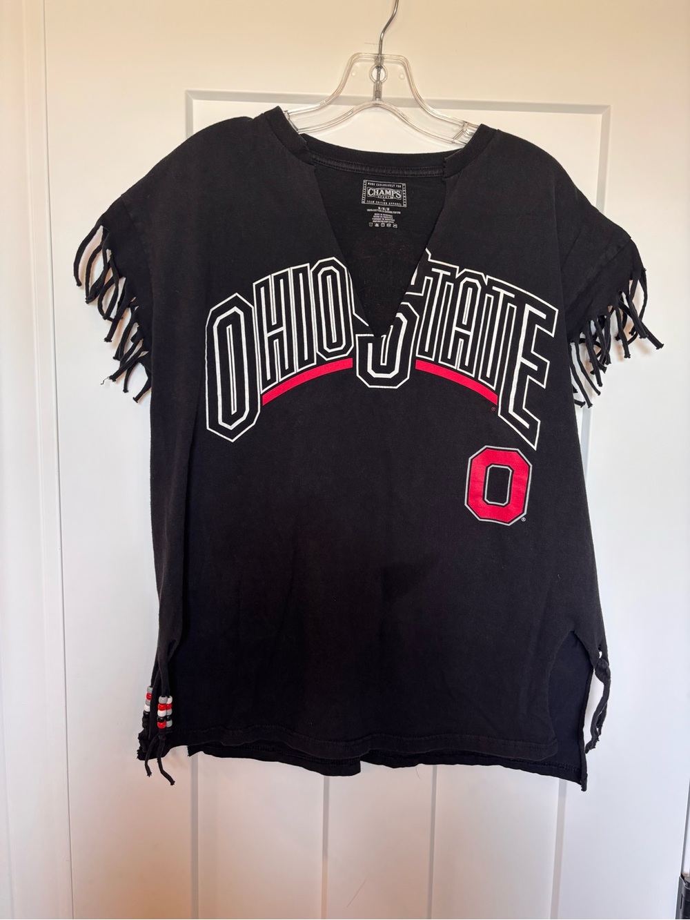 Champs Black Ohio State Fringe Sleeve Tee